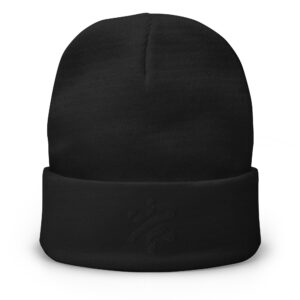 Embroidered Beanie – All Black