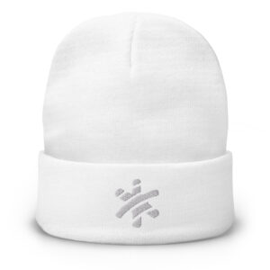 Embroidered Beanie – All White