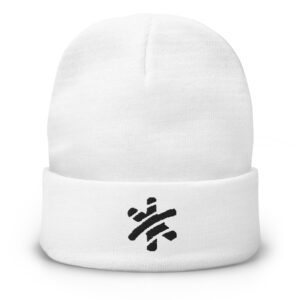 Embroidered Beanie – White